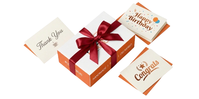 Gift box with ribbon and personalized card